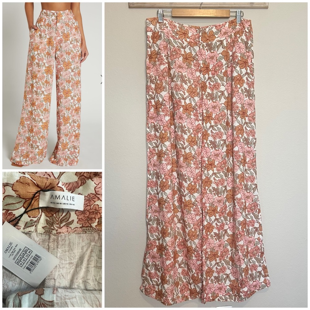 Showpo Amalie The Label Lorete High Rise Wide Leg Pant Wildflower floral linen